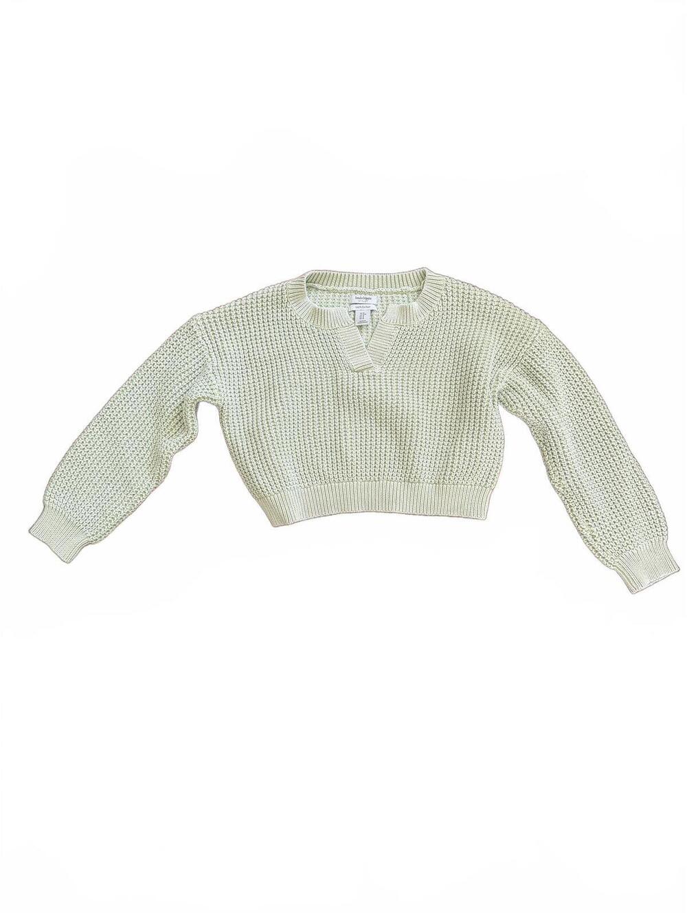 Haute Hippie Style Light Green Cropped Cotton Sweater Medium